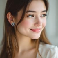 Sterling Silver Heart & Crystal Stud Earrings - Designer-, Hypoallergenic, Lightweight