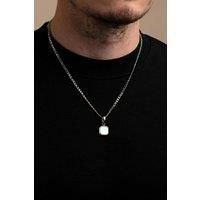 Outrage London Men's Silver Personalised Moonstone Pendant Necklace | Size: 20 inches