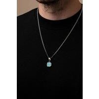 Outrage London Men's Silver Turquoise Personalised Pendant Necklace | Size: 24 inches