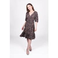 SOLO Women's Smock Abstract Wrap Dress in Black | Size: 12