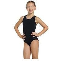 Zoggs Girl/'s Cottesloe Sportsback One Piece Swimsuit, Black/Eco Fabric, 8 Years UK