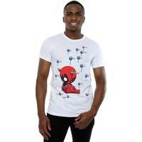 Marvel Men's Deadpool Cartoon Knockout T-Shirt in White | Size: Small
