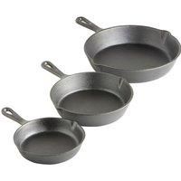 Cast Iron 3 Pcs Skillet Pan Set Non Stick Round Frying Grill Kitchen Fry Cooking