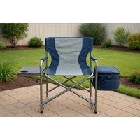 Folding Directors Camping Chair Portable Seat with Side Table Storage Cooler Bag