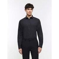 River Island Long Sleeve Cvc Slim Shirt - Black