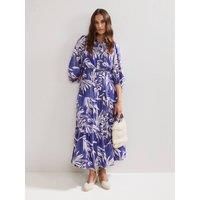 Phase Eight Women's Coralie Print Shirt Midaxi Dress in Blue | Size: 8