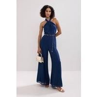 Phase Eight Women's Gwen Pleated Jumpsuit in Blue | Size: 18