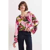 Phase Eight Women's Andi Fluted Sleeve Floral Blouse in Pink | Size: 12