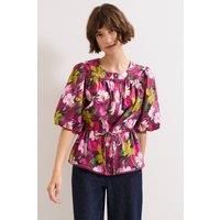 Phase Eight Women's Pia Short Sleeve Floral Blouse in Pink | Size: 18