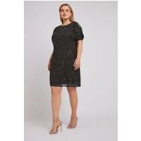 Yours LUXE Plus Size Sequin Cold Shoulder Cape Dress
