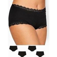 Yours Women's 4 Pack Black Lace Trim Shorts Plus Size Curve Black Size