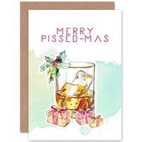 Wee Blue Coo Merry Pissedmas Whisky - Funny Adult Alcohol Christmas Card
