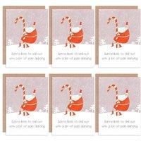 Wee Blue Coo Christmas Cards x6 Funny Christmas Santa Pole Dancing Set