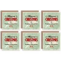 Christmas Cards x6 Vintage Merry Christmas New Year Reindeer Set XMPACK020_CS