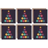 Christmas Cards 6 Pack - Moustache Tree Funny Hipster Set Xmas XMPACK034_CS