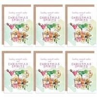 Christmas Cards x6 Spirits Alcohol Warmest Wishes Funny Tipsy XMPACK037_CP