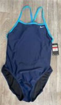 New Nike Swimming Costume Swimsuit Blue Racer Back Bathing Suit Size 18 EUR 44