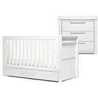 Mamas & Papas Franklin 2 Piece Nursery Furniture Set with Cot/Toddler Bed and Dresser/Changer - White Wash