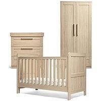 Mamas & Papas Atlas 3 Piece Nursery Furniture Set with Cot Bed, Baby Dresser/Changer and Wardrobe – Light Oak