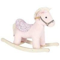 Mamas & Papas Rocking Horse Unicorn, Plush Pink Rocking Unicorn Horse Toy with Solid Wooden Base and Raised Seat, Nursery Staple - Belle