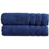 Christy Antalya Large Bath Sheets | Set of 2 | 100% Turkish Cotton | 600GSM | Soft Plush Luxury Bath Towels | 90 cm x 150 cm | Quick Dry | Denim Blue