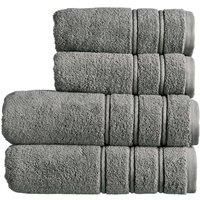 Christy Antalya Large Bath Towels | Set of 4 | 100% Turkish Cotton | 600GSM | Soft Plush Luxury Towel Set | Bath Towel (70 cm x 125 cm) x 2 & Hand Towel (50 cm x 90 cm) x 2 | Quick Dry | Storm Grey