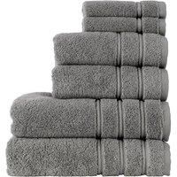 Christy Antalya Large Bath Towels | Set of 6 | 100% Turkish Cotton | 600GSM | Soft Plush Luxury Towel Set | 2 Bath Towels 2 Hand Towels 2 Face Cloths | Quick Dry | Storm Grey