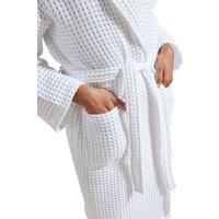 Christy Waffle Bath Robe | Luxury Dressing Gown | Quick Dry, Silky | Lightweight 415GSM Womens Bathrobe | Kimono Waffle Design | Size Small-Medium (UK 8-14) | White