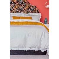 CHRISTY Scallop Edge Cotton Sateen Duvet Sets in White | Size: Super King