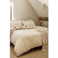 CHRISTY Pure Cotton Percale Duvet Cover Sets in Beige | Size: Double