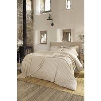 CHRISTY Flannel Stripe 100% Super Soft Brushed Cotton Duvet Sets in Beige | Size: Double