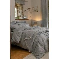 CHRISTY Flannel Stripe 100% Super Soft Brushed Cotton Duvet Sets in Grey | Size: Super King