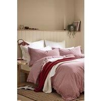 CHRISTY 'Gingham Ruffle' Yarn Dyed Cotton Duvet Cover Set in Red | Size: Single