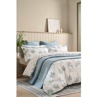 CHRISTY 'Thistle' Woodland Design Reversible Cotton Duvet Cover Set in Teal | Size: Super King