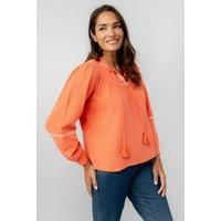 Lily & Me Womens Lori Top Embroidered | V-neck Long Sleeve 100% Cotton Shirt