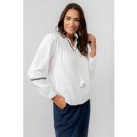 Lily & Me Womens Lori Top Embroidered | V-neck Long Sleeve 100% Cotton Shirt