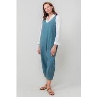 Lily & Me Sail Jumpsuit Plain Cotton Tencel Sleeveless - Petrol - Size 10