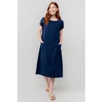Lily & Me Womens Summer Breeze Dress Plain Linen | Crew Short Sleeve Midi 55%