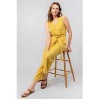Lily & Me Womens Allium Jumpsuit Plain Linen | V-neck Sleeveless 55% Linen 45%