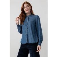 Rachel Tencel™ Denim Frill Blouse Blue