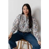 Flora Organic Cotton Ditsy Print Blouse Ice Blue