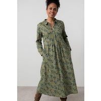 Seasons Organic Cotton Midi Shirt Dress Green