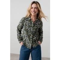Patsy Cotton Pincord Floral Shirt Moss