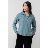 Lily & Me Women's Patsy Textured Jacquard Cotton Blend Long Sleeved Shirt in Mid Blue | Size: 16