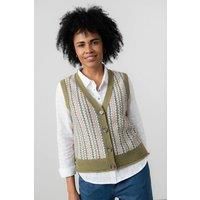 Lily & Me Women's Gywneth Sleeveless Boxy Fit Fair Isle Cardigan with Mock horn buttons in Green | Size: 18