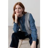 Lily & Me Women's Marly Sleeveless Pointelle Knit V-Neck Cardigan in Grey | Size: 16