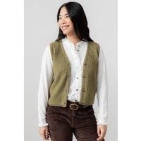 Lily & Me Women's Marly Sleeveless Pointelle Knit V-Neck Cardigan in Green | Size: 16