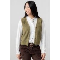 Lily & Me Women's Marly Sleeveless Pointelle Knit V-Neck Cardigan in Green | Size: 20