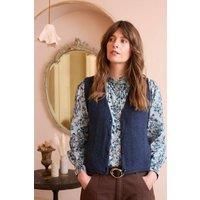 Lily & Me Women's Marly Sleeveless Pointelle Knit V-Neck Cardigan in Navy | Size: 20