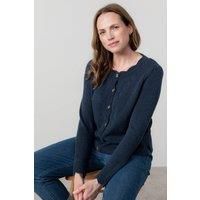 Lily & Me Women's Layla Scalloped Neck Blended yarn Pointelle Knit Cardigan in Navy | Size: 16